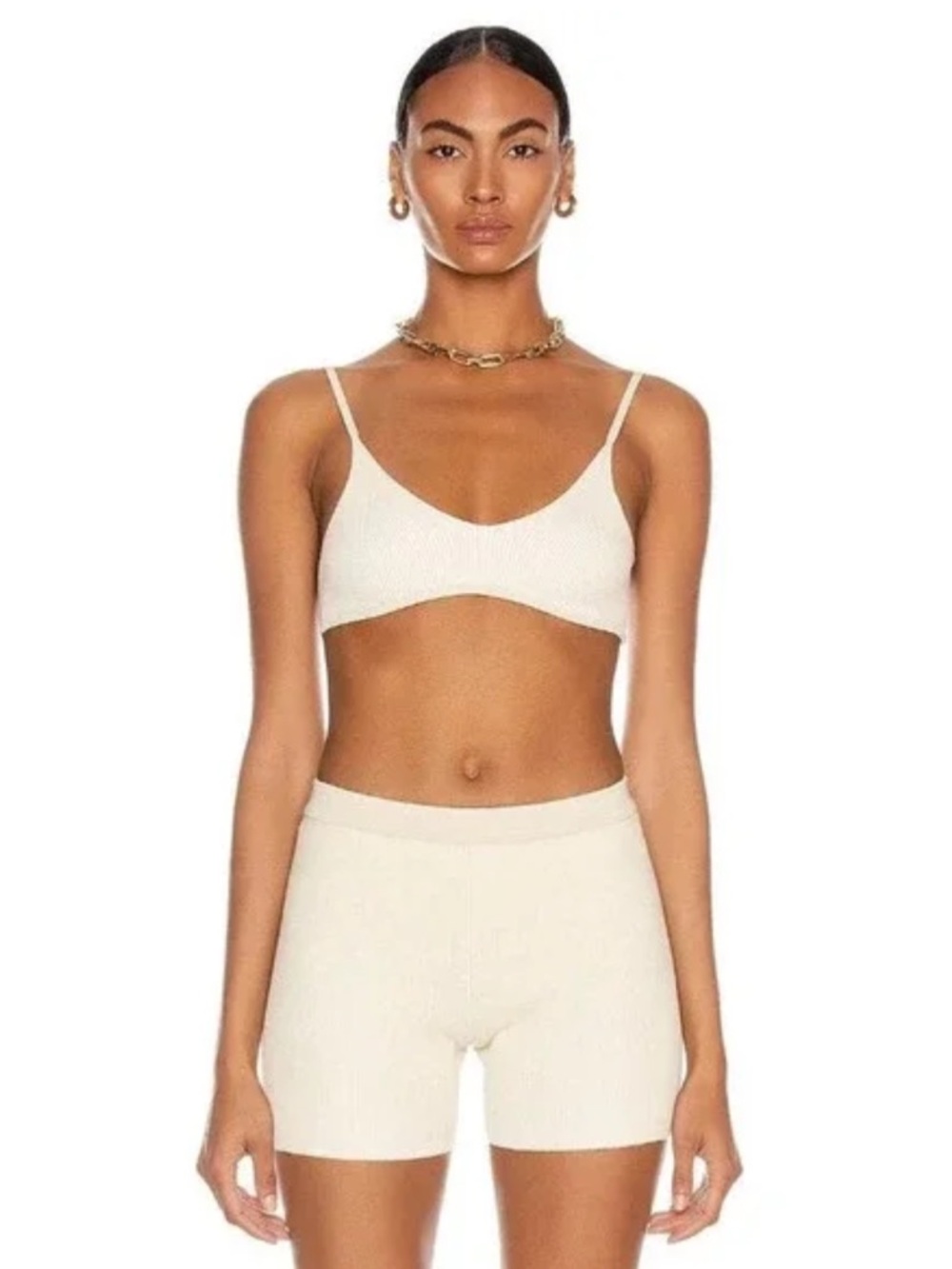NEW JACQUEMUS Beige ‘Le Bandeau Valensole’ Ribbed Bralette / Bra / Top